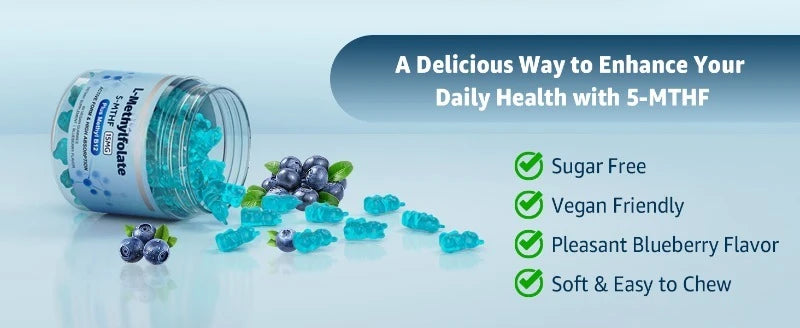 L-Methylfolate Gummies with B-Complex Vitamins for Daily Nutritional Support