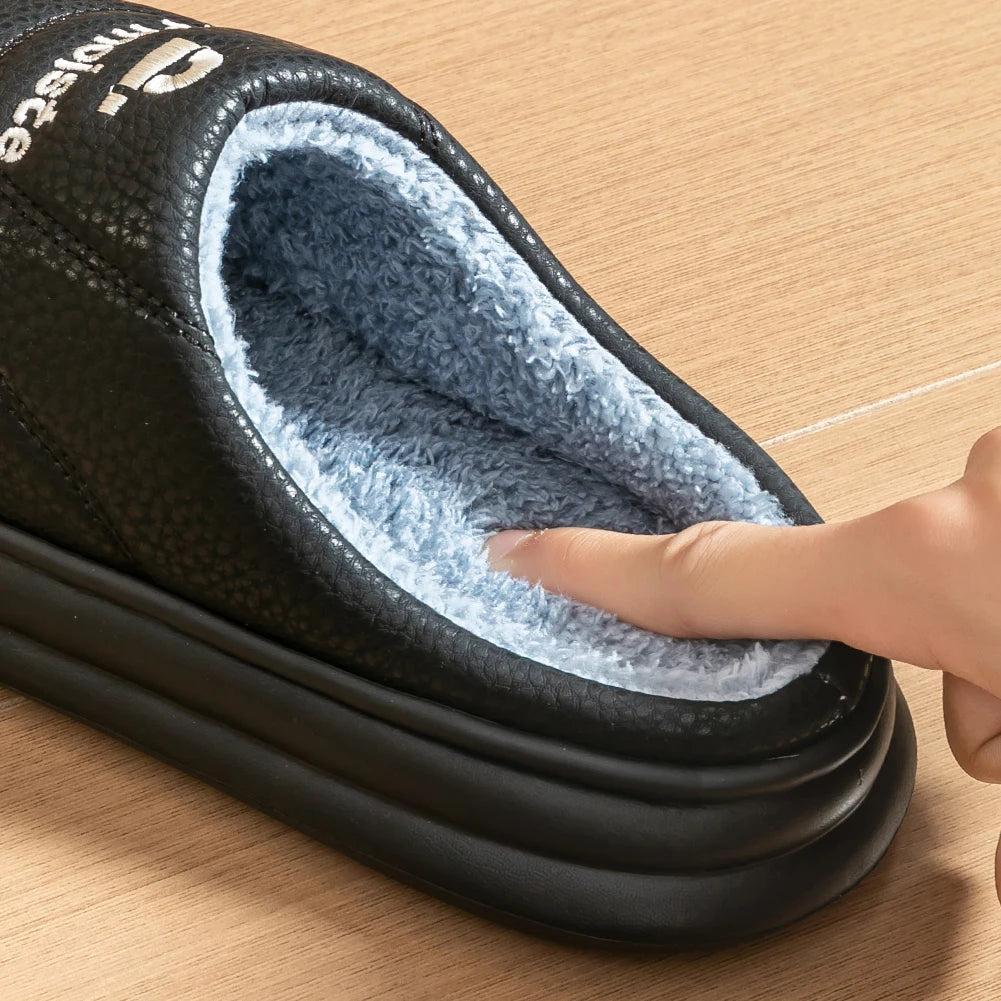 Men's Warm Memory Foam Plush Slippers | Cozy Winter House Shoes