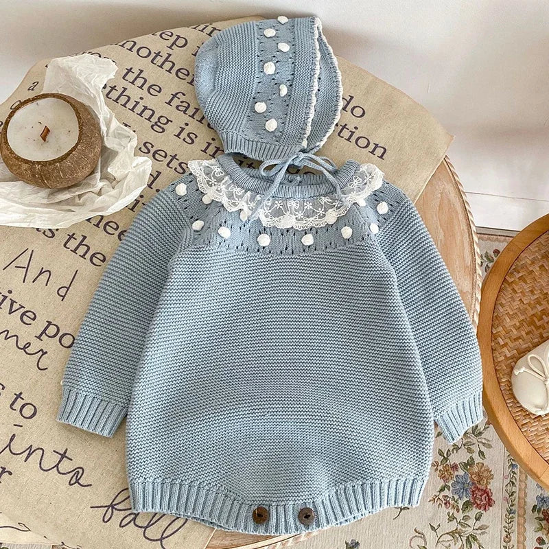 Warm Lace Baby Girl Romper | Cozy Infant Princess Jumpsuit