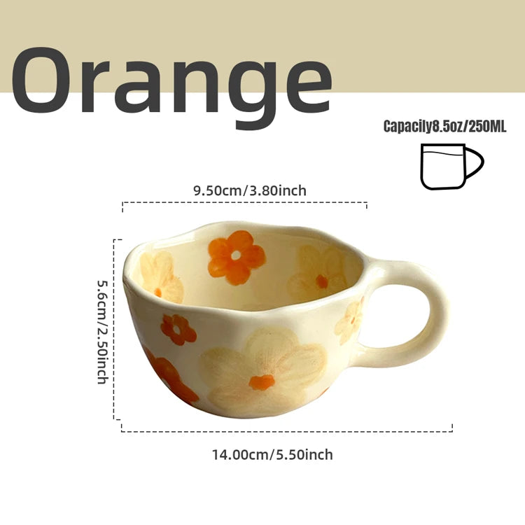 Handcrafted Ceramic Mugs | Unique Flower Coffee Cups