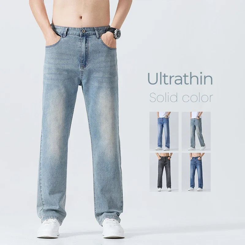 Men's Summer Thin Straight Jeans | Breathable & Comfortable Trousers