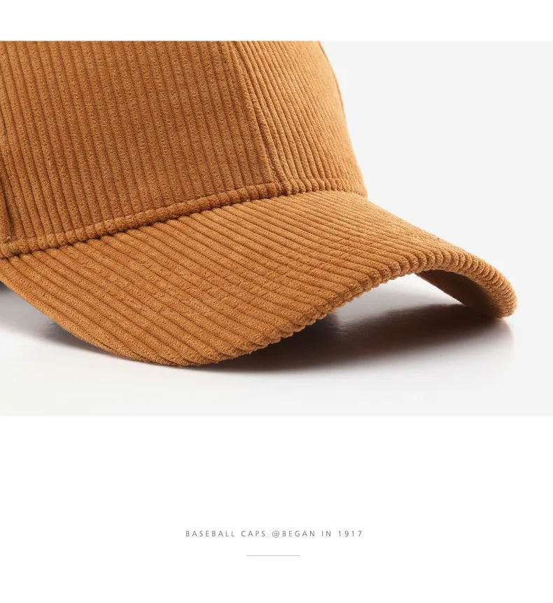Unisex Solid Corduroy Baseball Cap | Vintage Snapback Trucker Hat