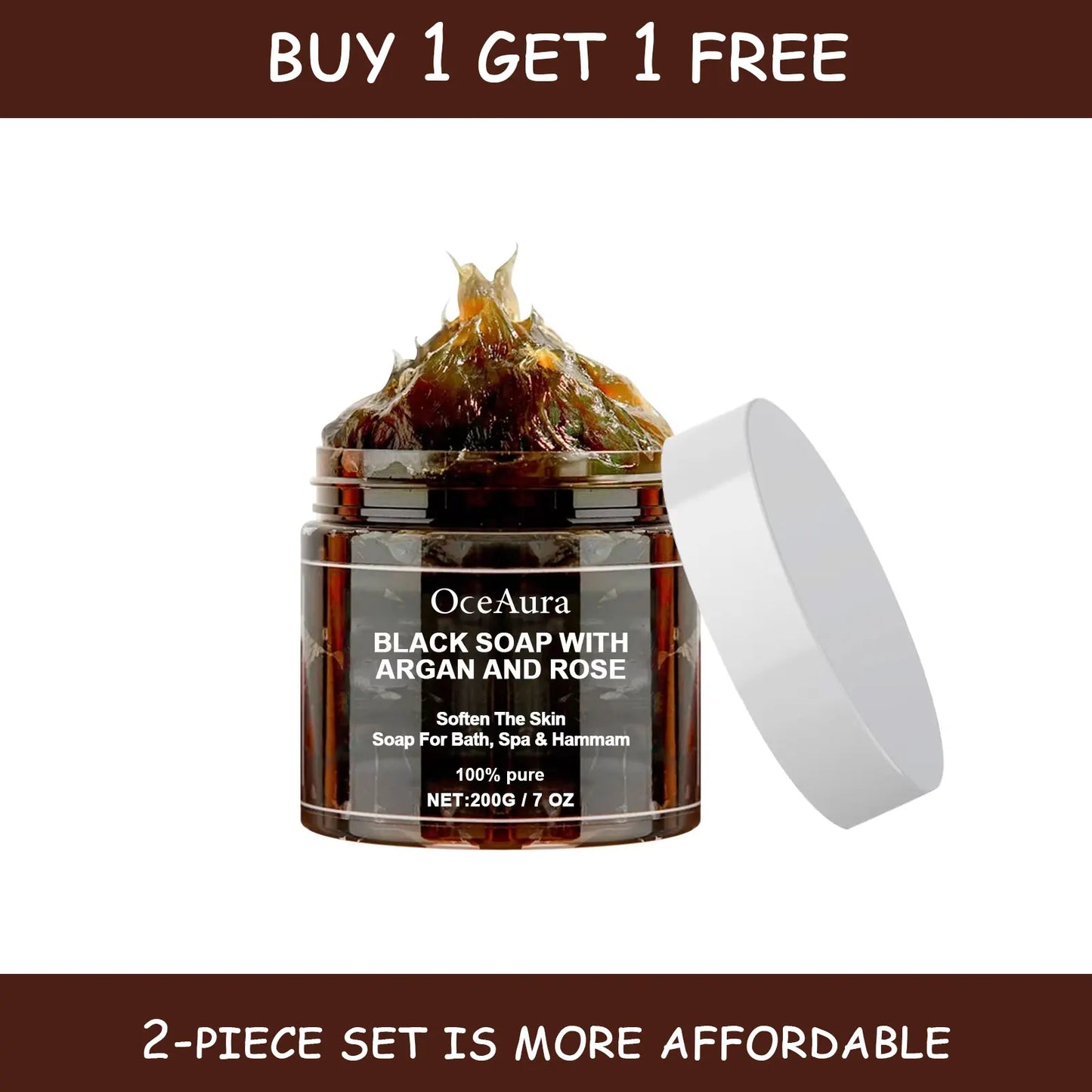Natural Black Soap with Argan & Rose | Deep Cleansing Exfoliator