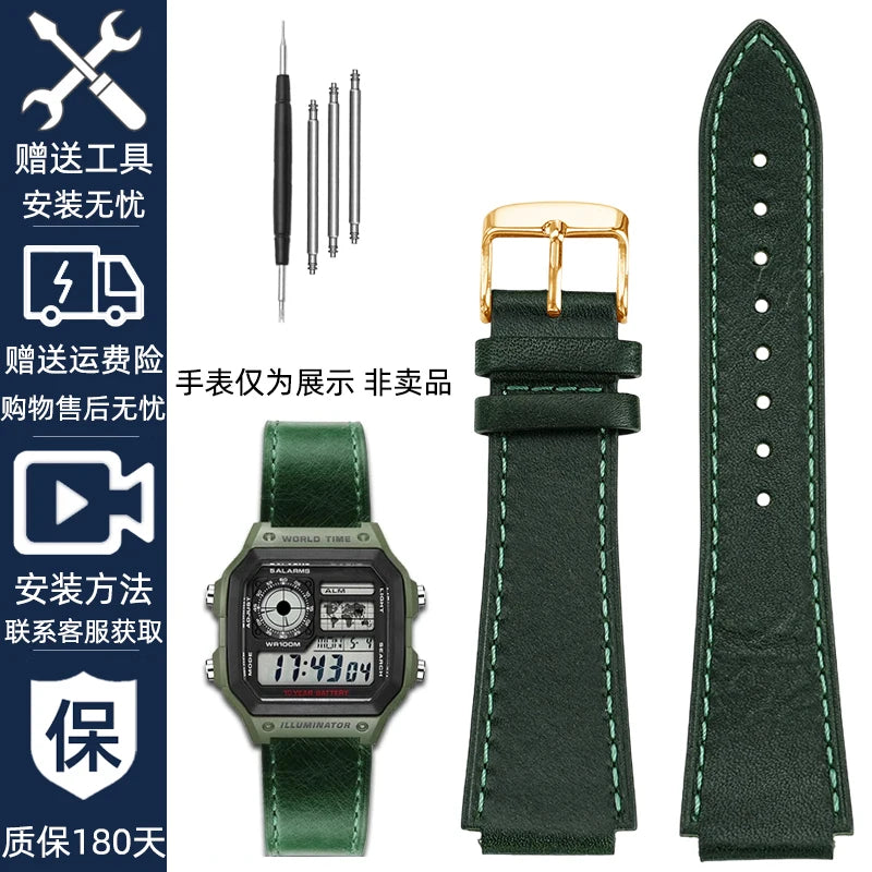 Retro Genuine Leather Watchband | Vintage Men's Bracelet 18MM