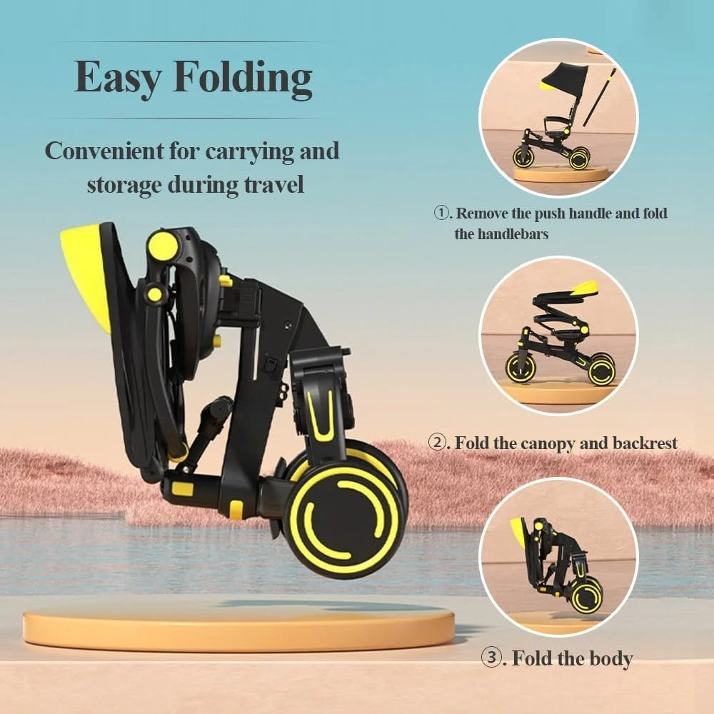9-in-1 Convertible Push Tricycle for Toddlers | Safe & Lightweight