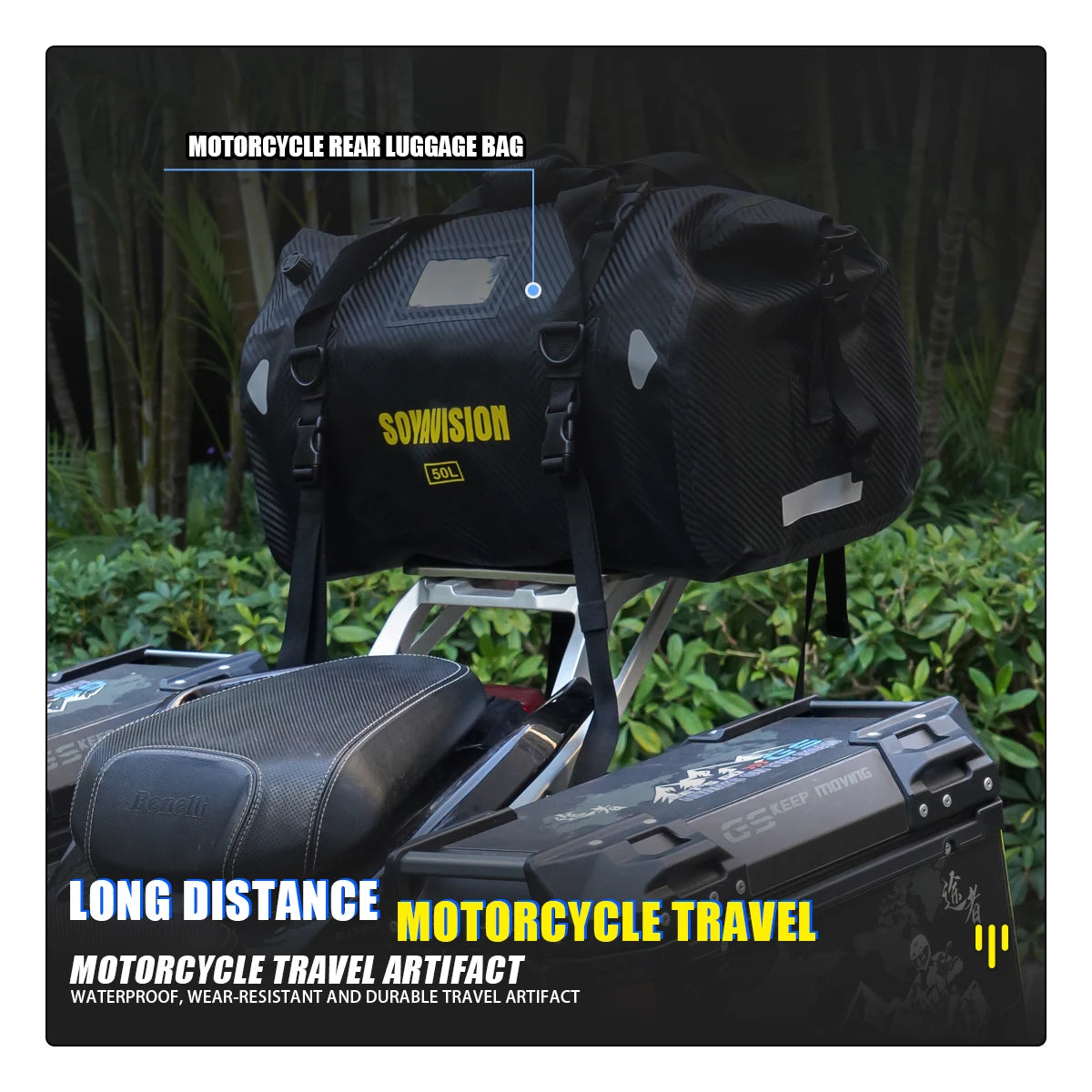 Waterproof Motorcycle Rear Seat Bag | Versatile Travel Duffel Bag