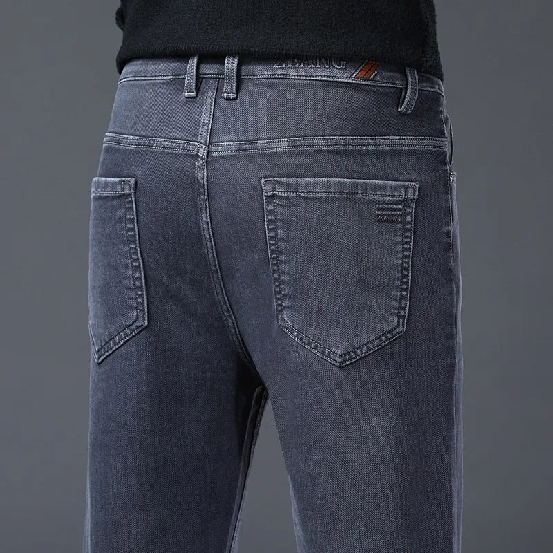 Men's Gray Jeans | Classic Straight Fit Casual Denim Trousers