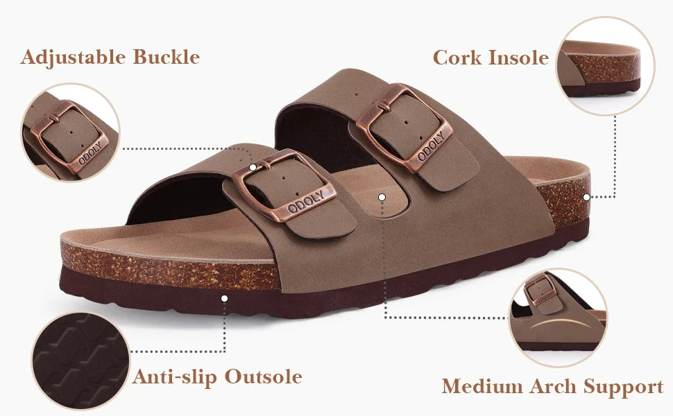 Women's Suede Sandals | Adjustable Buckle Cork Platform Footwear