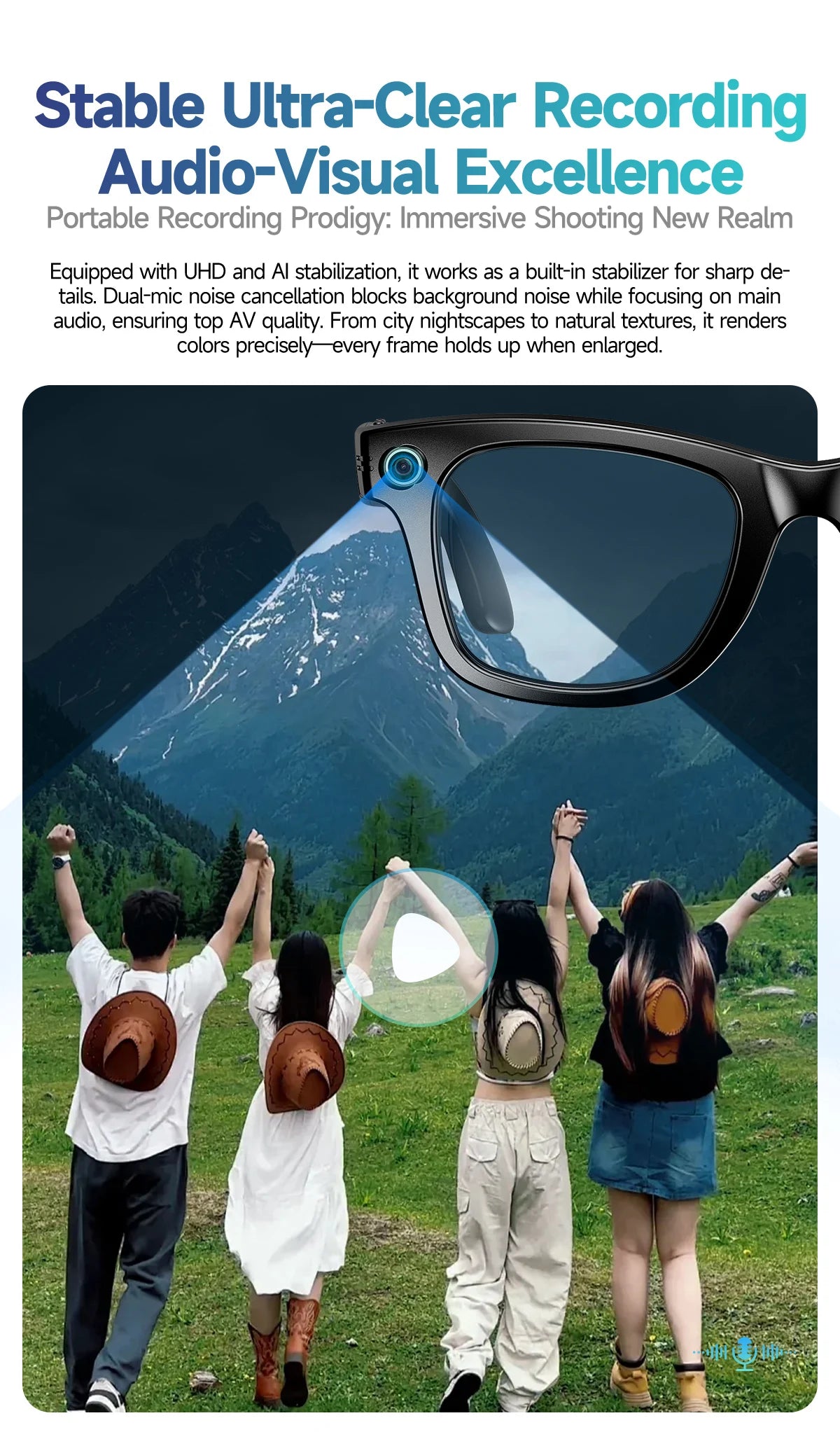 AI Smart Glasses with HD Camera & Language Translation | Versatile Smart Sunglasses
