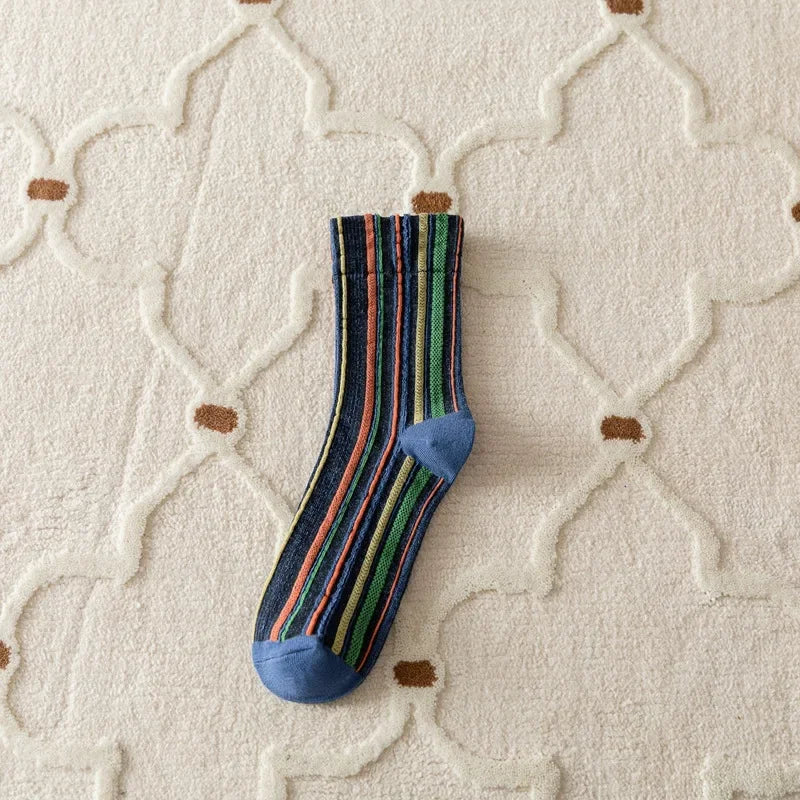 Colorful Striped Women's Crew Socks | Vintage Harajuku Style