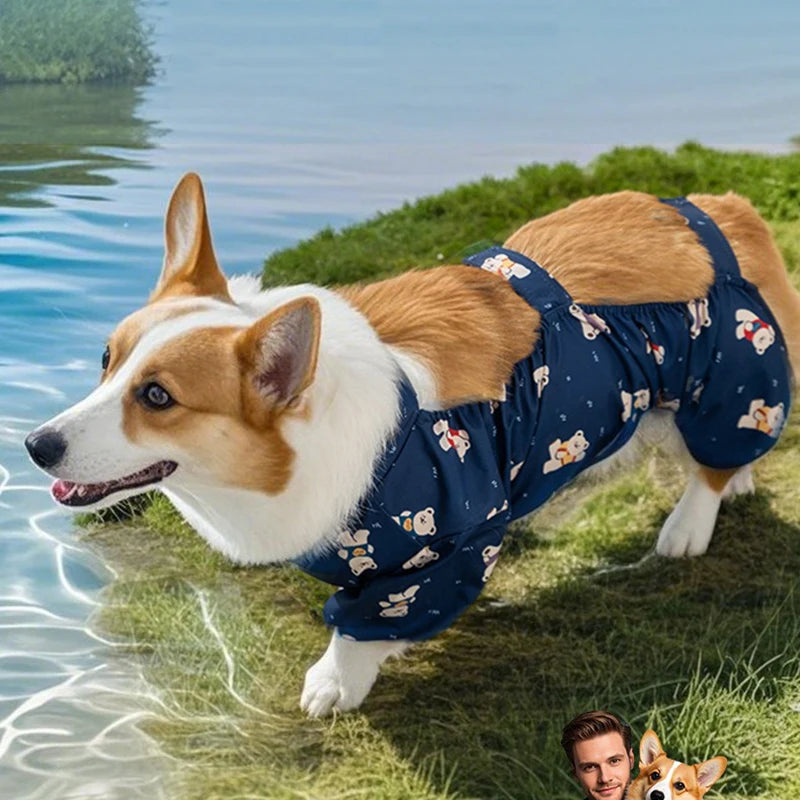 Waterproof Pet Pants | Summer Full Print Corgi Dog Clothing