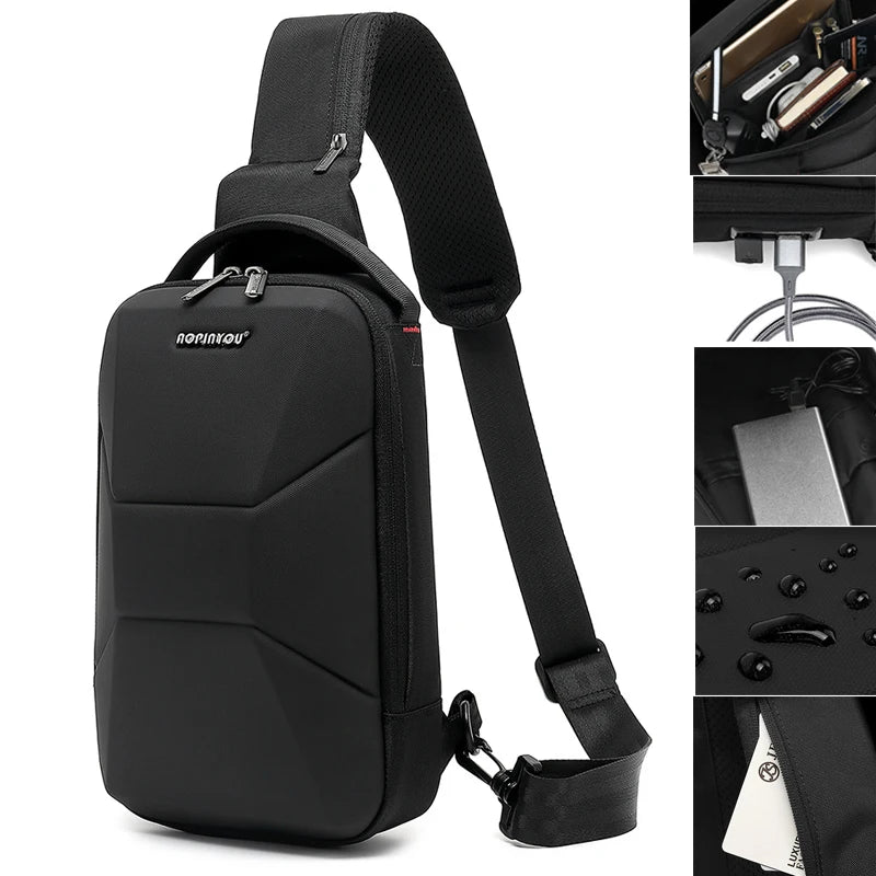 Men's Waterproof Chest Bag with USB Port | Stylish & Lightweight