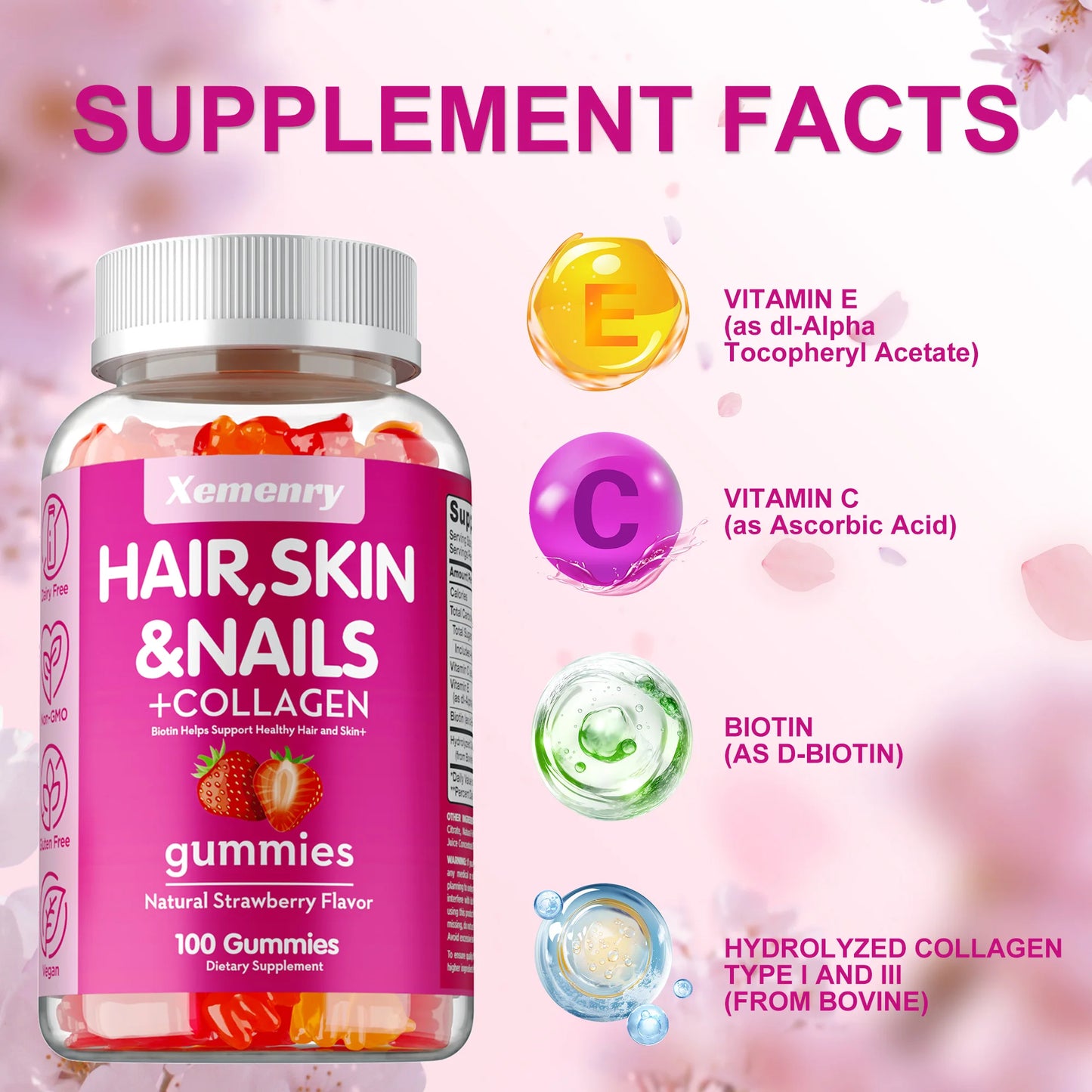 High Potency Biotin Gummies for Healthy Hair, Skin & Nails