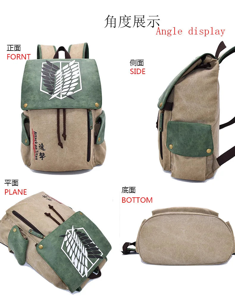 Anime-Inspired Cartoon Canvas Backpack for School & Travel