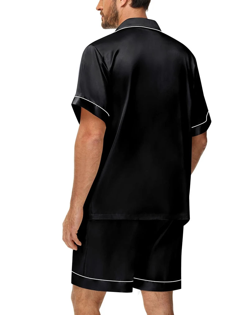 Men's Luxury Satin Pajama Set | Short Sleeve Summer Sleepwear