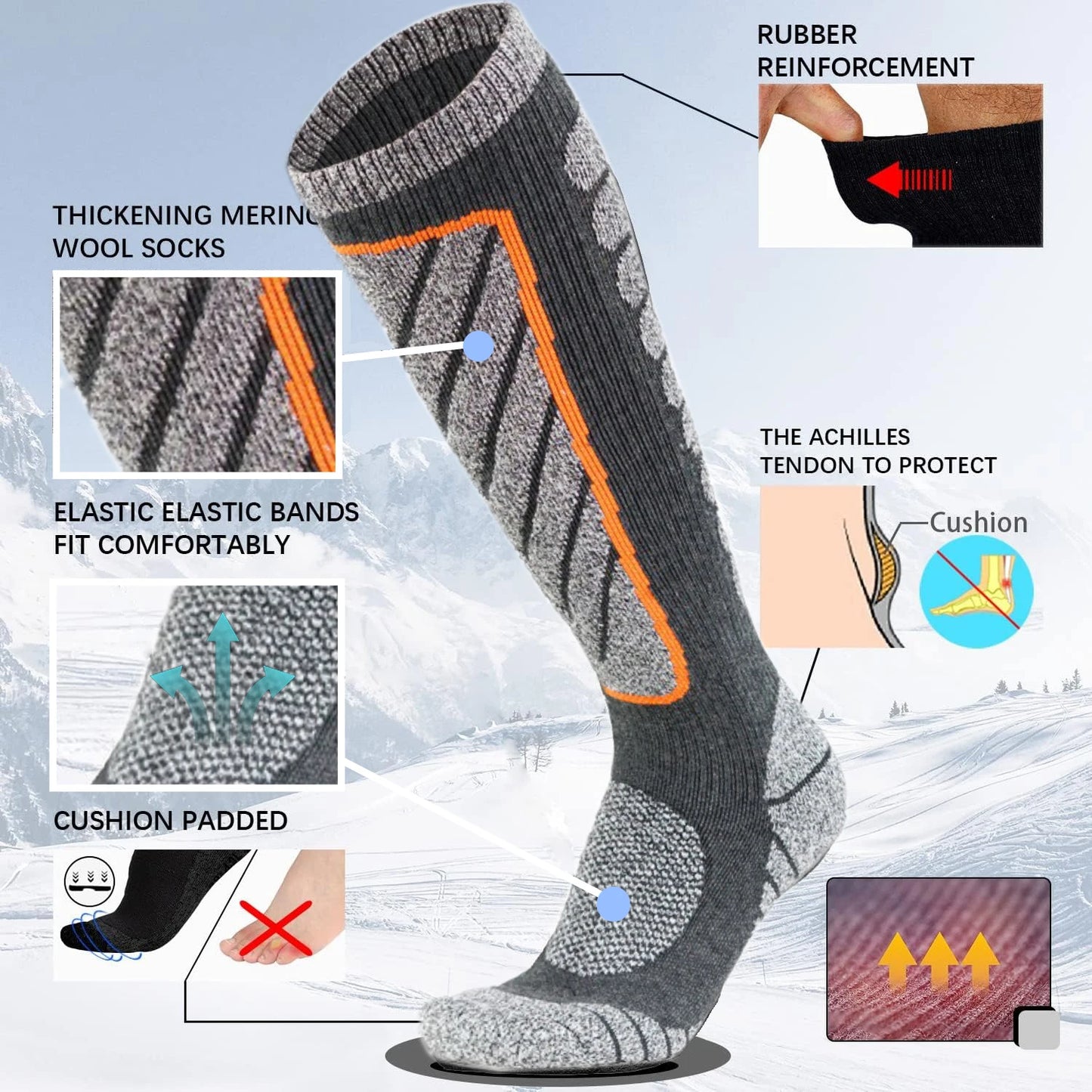 Unisex Compression Knee High Ski Socks | Essential Outdoor Gear