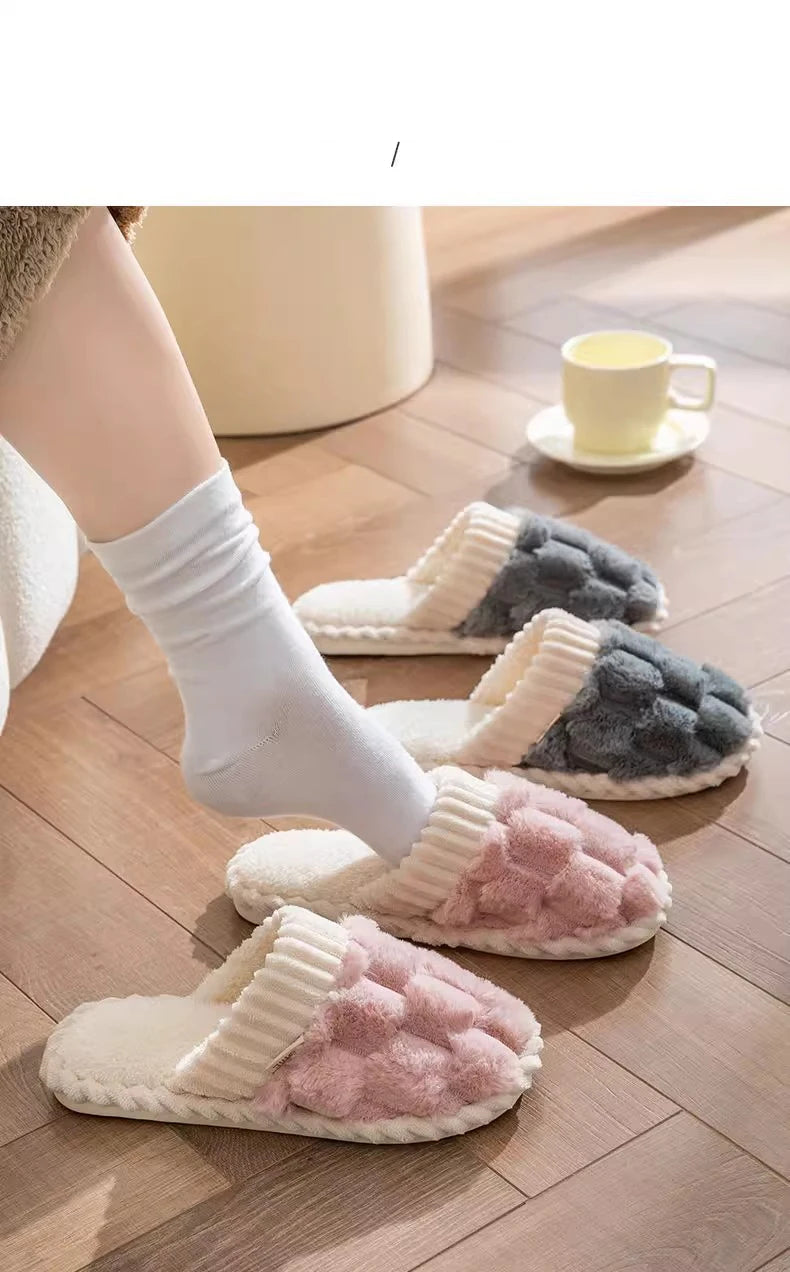 Cozy Warm Plush Cotton Slippers | Anti-Slip Indoor Footwear