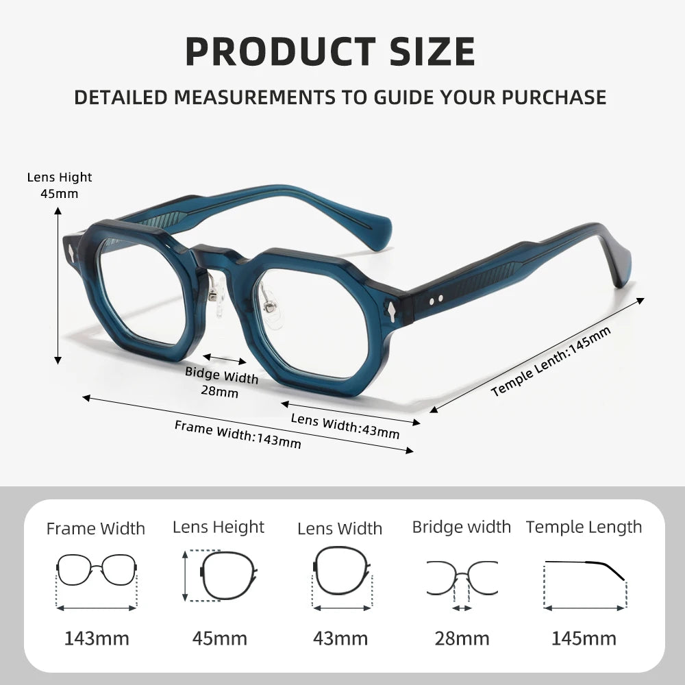 Stylish Hexagonal Acetate Eyeglasses Frames for Men & Women