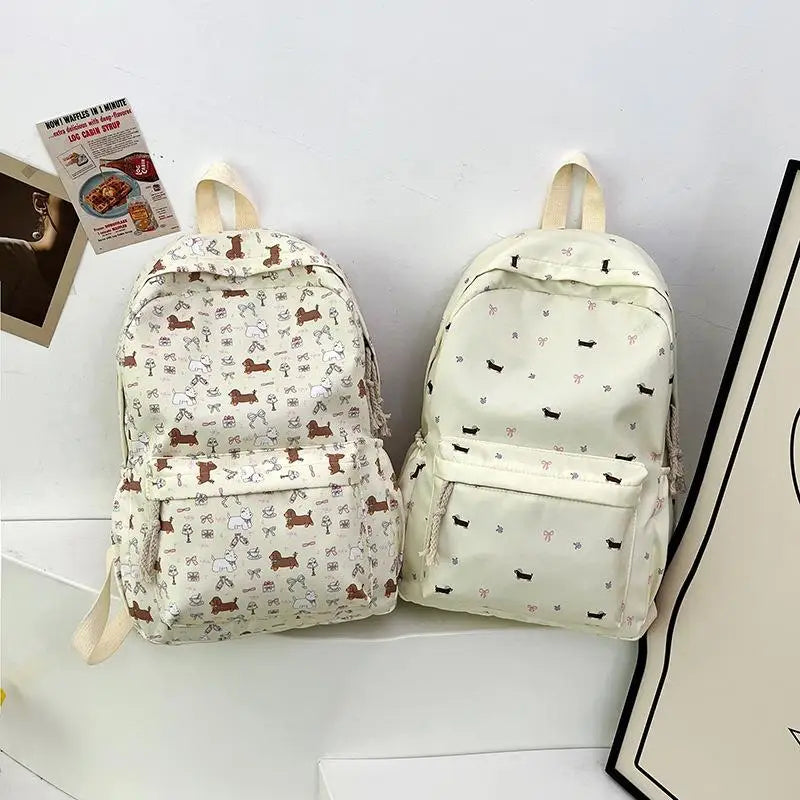 Cute Dachshund Print College Backpack | Stylish and Spacious Design