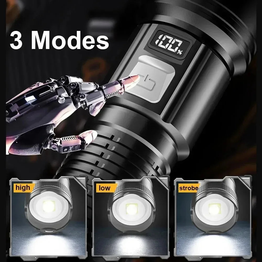 High Power USB Rechargeable LED Flashlight | Waterproof Tactical Torch