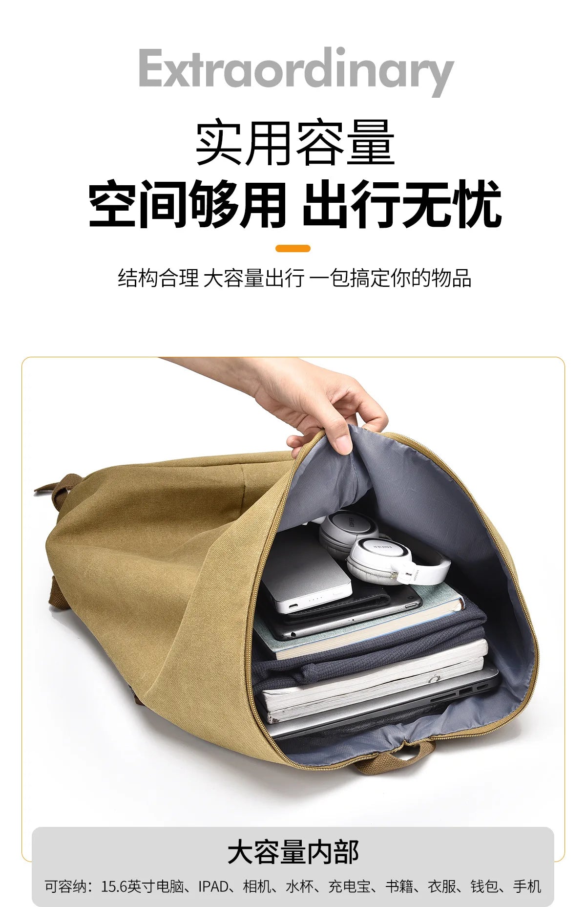 Large Capacity Canvas Backpack for Travel & Commute | Stylish & Versatile