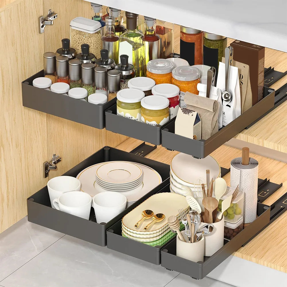 Pull Out Cabinet Organizer | Adjustable Slide Out Drawers