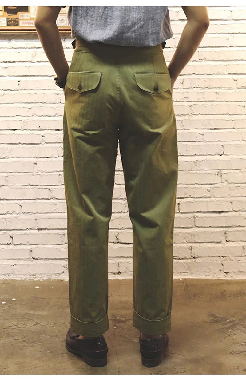 Men's Herringbone Cotton Gurkha Pants for Casual Style