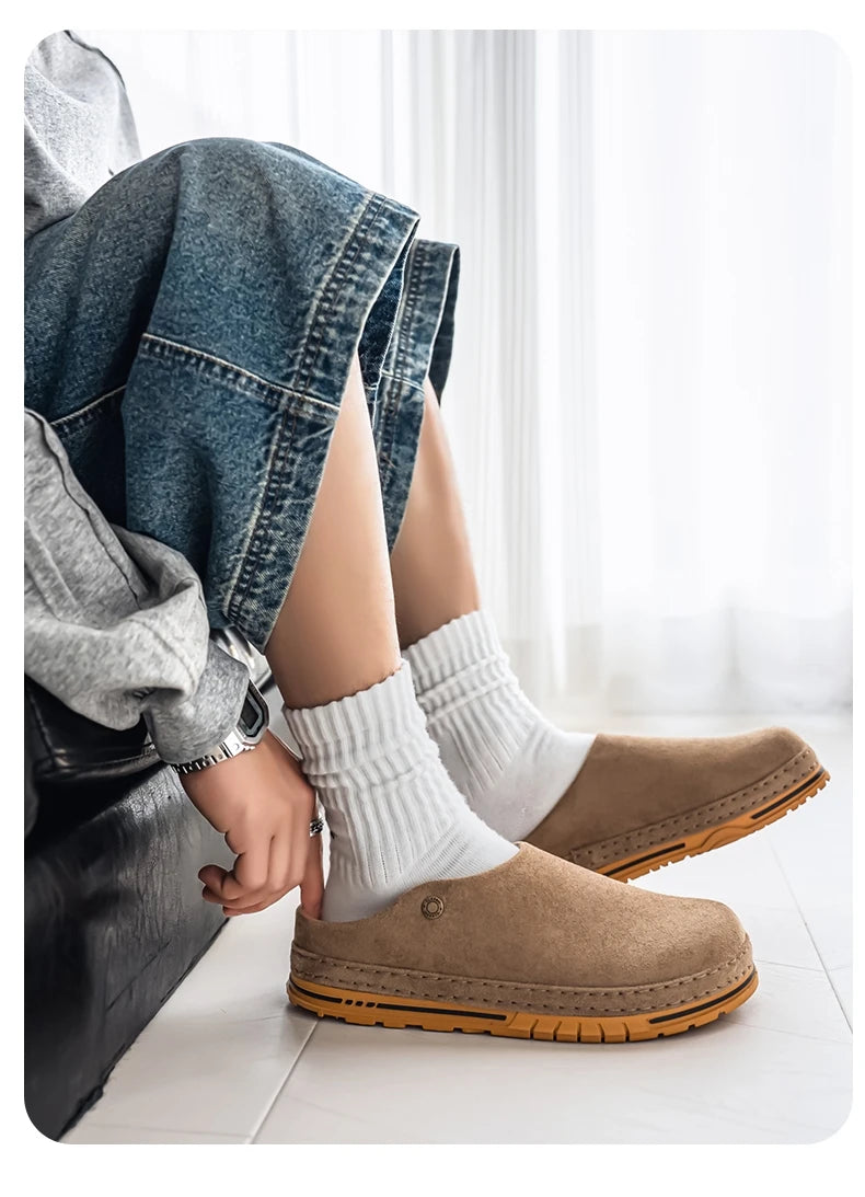 Men's Wide Toe Box Mules | Comfy Slip-On Loafers for Daily Use