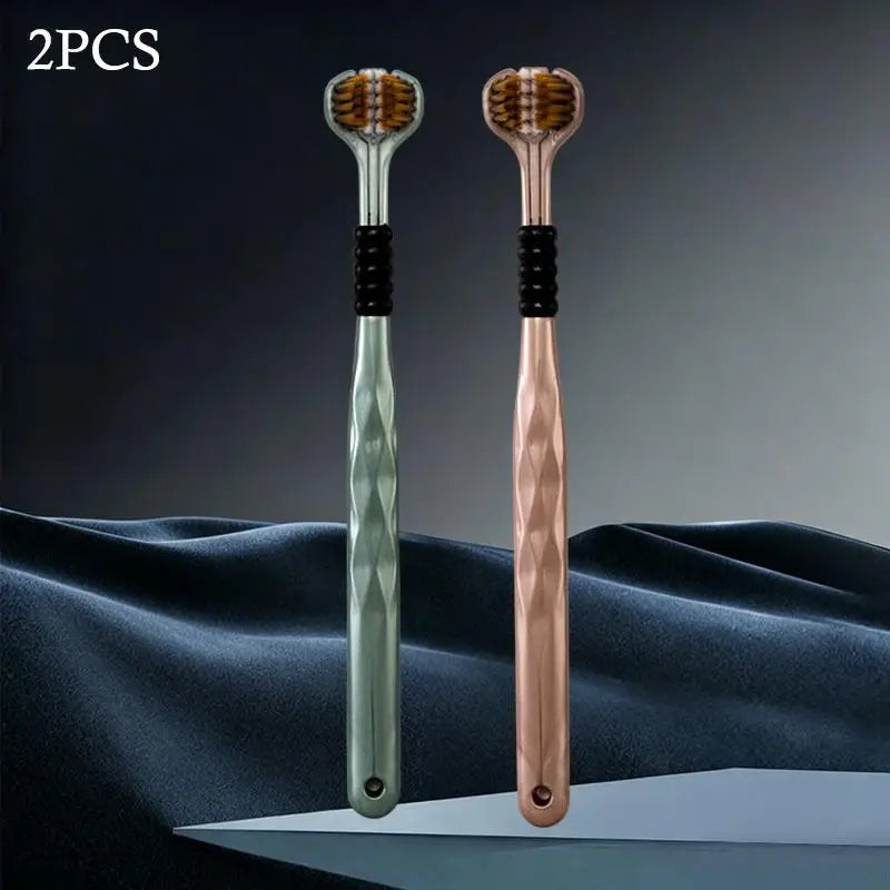 New 1PCS/2PCS/4PCS/8PC Three Sided Soft Bristled Toothbrush Adult Household Cleaning Gingival Protection Advanced Toothbrush