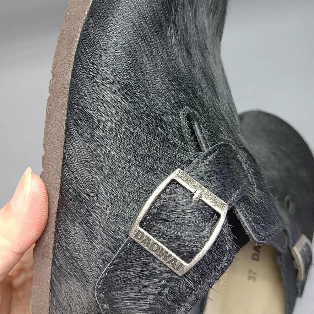 Comfortable Genuine Leather Slip-On Clogs with Arch Support