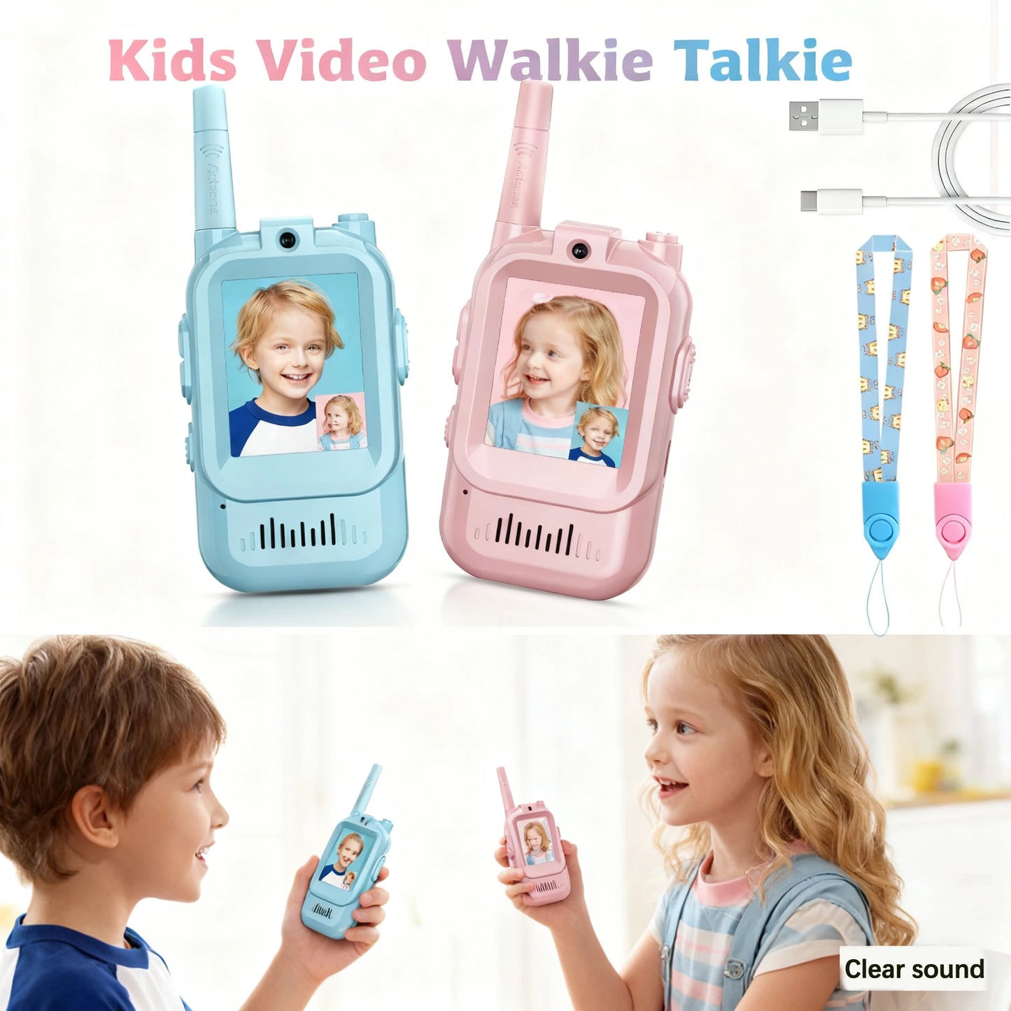 Kids Walkie Talkies with Video | Rechargeable Clear Sound Communication