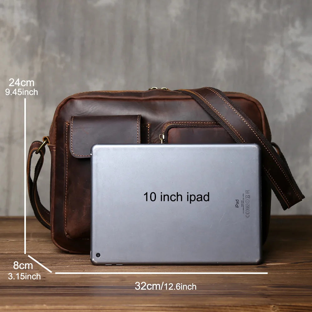 Retro Handcrafted Leather Men's Crossbody Bag | Versatile Fashion