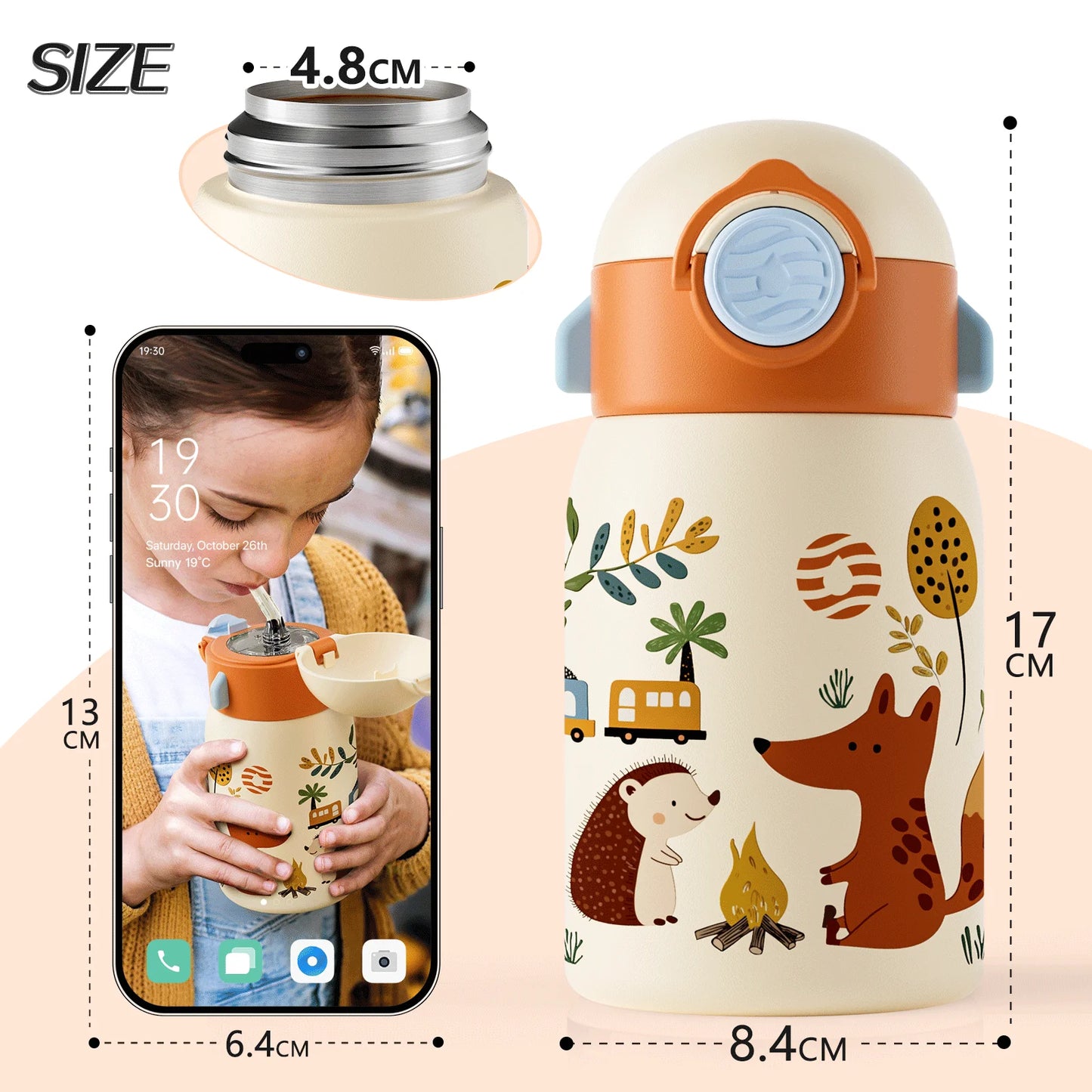 400ml Kids Water Bottle with Cartoon Design | Insulated & Portable