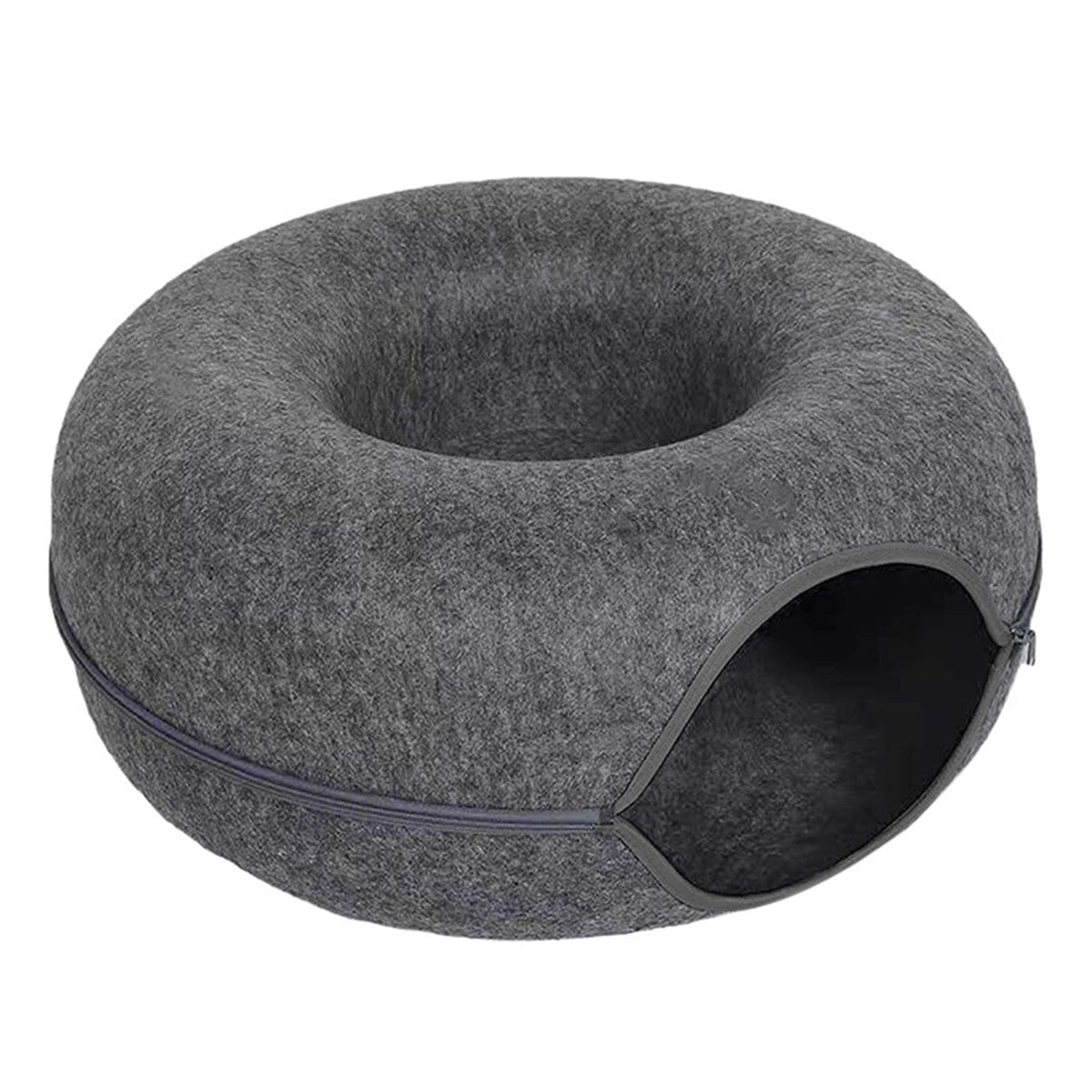 Interactive Round Cat Tunnel Bed | Cozy Felt Cat Toy for Kittens