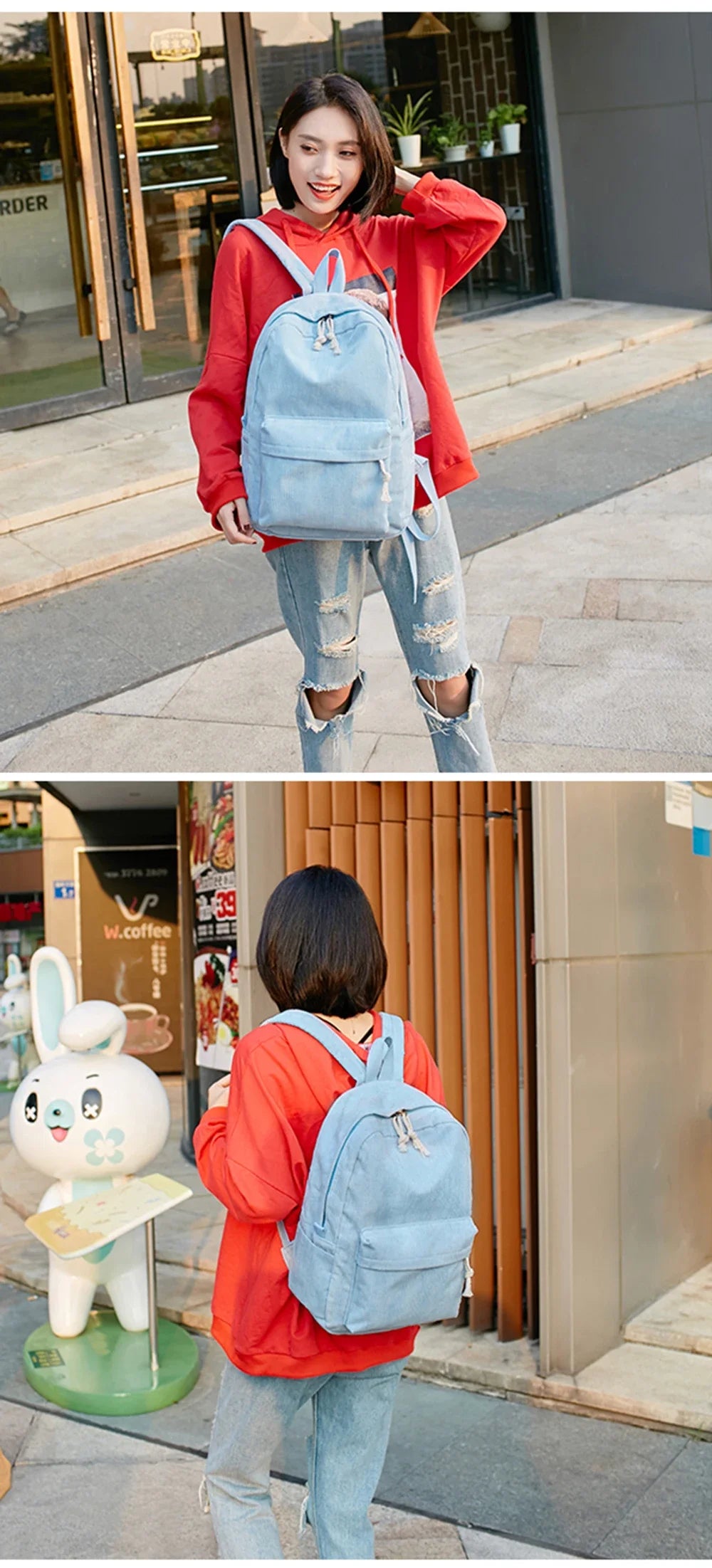 Personalized Corduroy Student Backpack | Anti-Theft School Bag for Teens