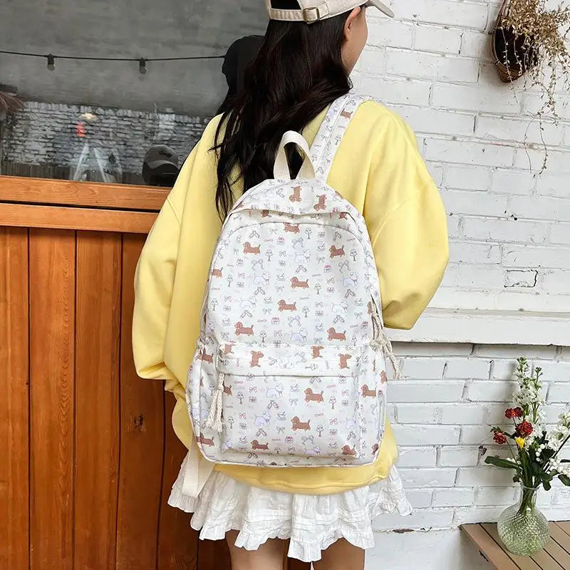Cute Dachshund Print College Backpack | Stylish and Spacious Design