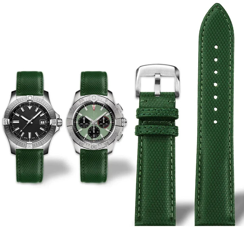 Versatile Yellow Nylon Leather Watch Strap | 22mm Men's Band