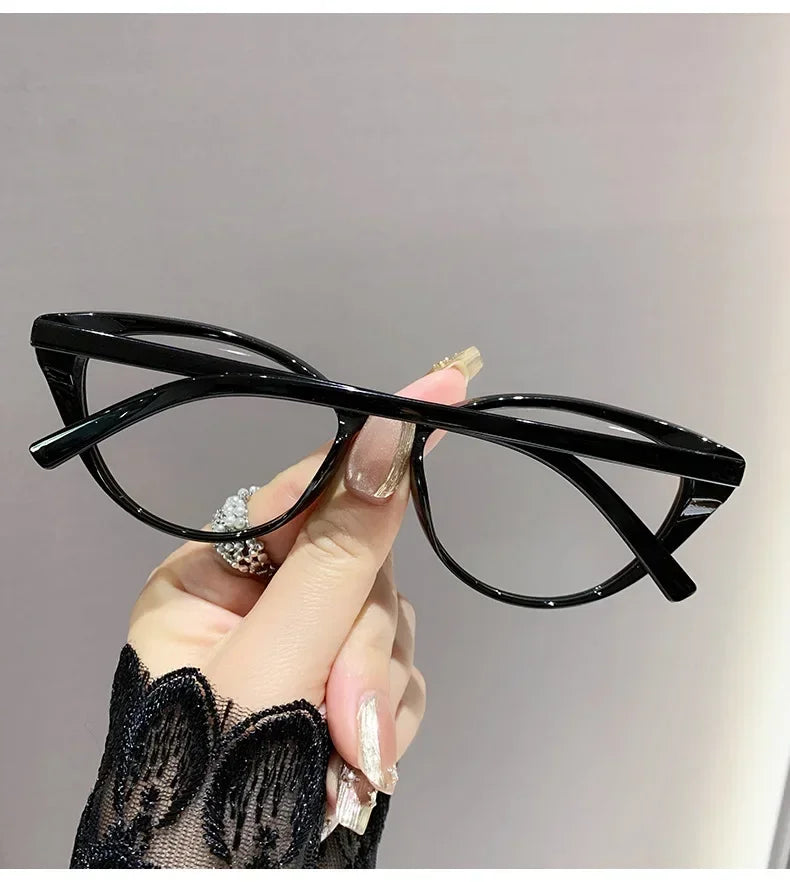 Fashionable cat-eye full-frame reading glasses, retro style, fashionable anti-blue light glasses, ladies' reading glasses