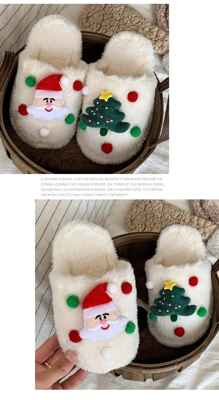 Christmas Kids Plush Slippers | Warm Cotton Indoor Shoes
