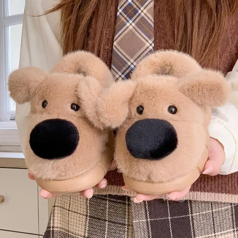 Children's Cartoon Puppy Plush Slippers | Cozy Warm Home Slides
