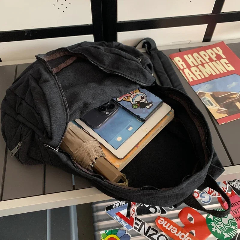 Vintage Washed Canvas Backpack | Stylish School & Travel Bag
