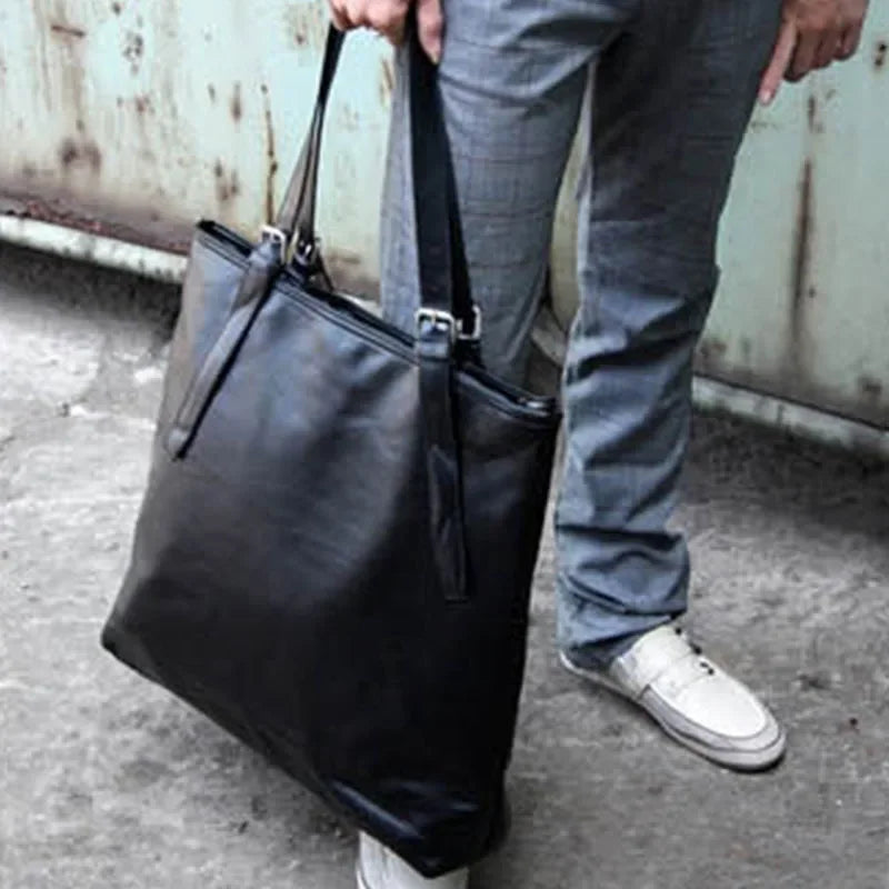 Soft Leather Tote Bag for Men | Large Capacity Business Casual