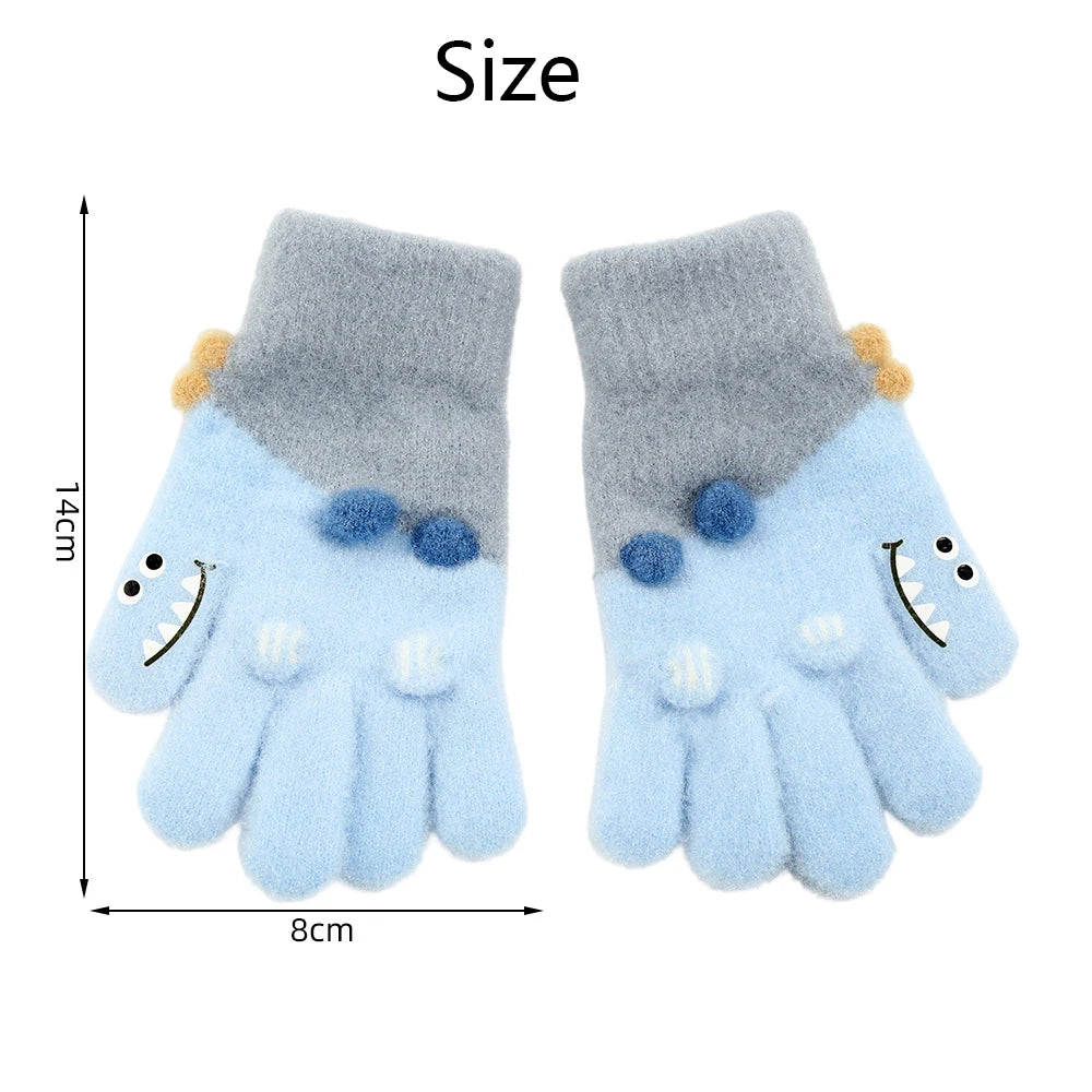 Cute Baby Dinosaur Gloves for Kids | Warm Autumn Winter Mittens