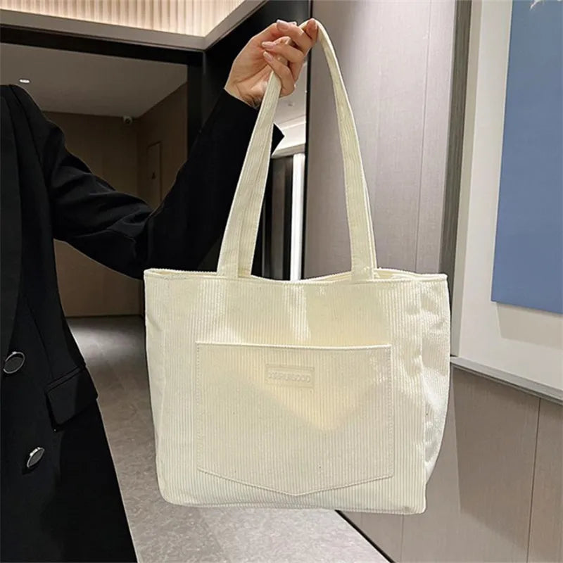 Stylish Women's Corduroy Shoulder Tote Bag | Large Capacity Handbag