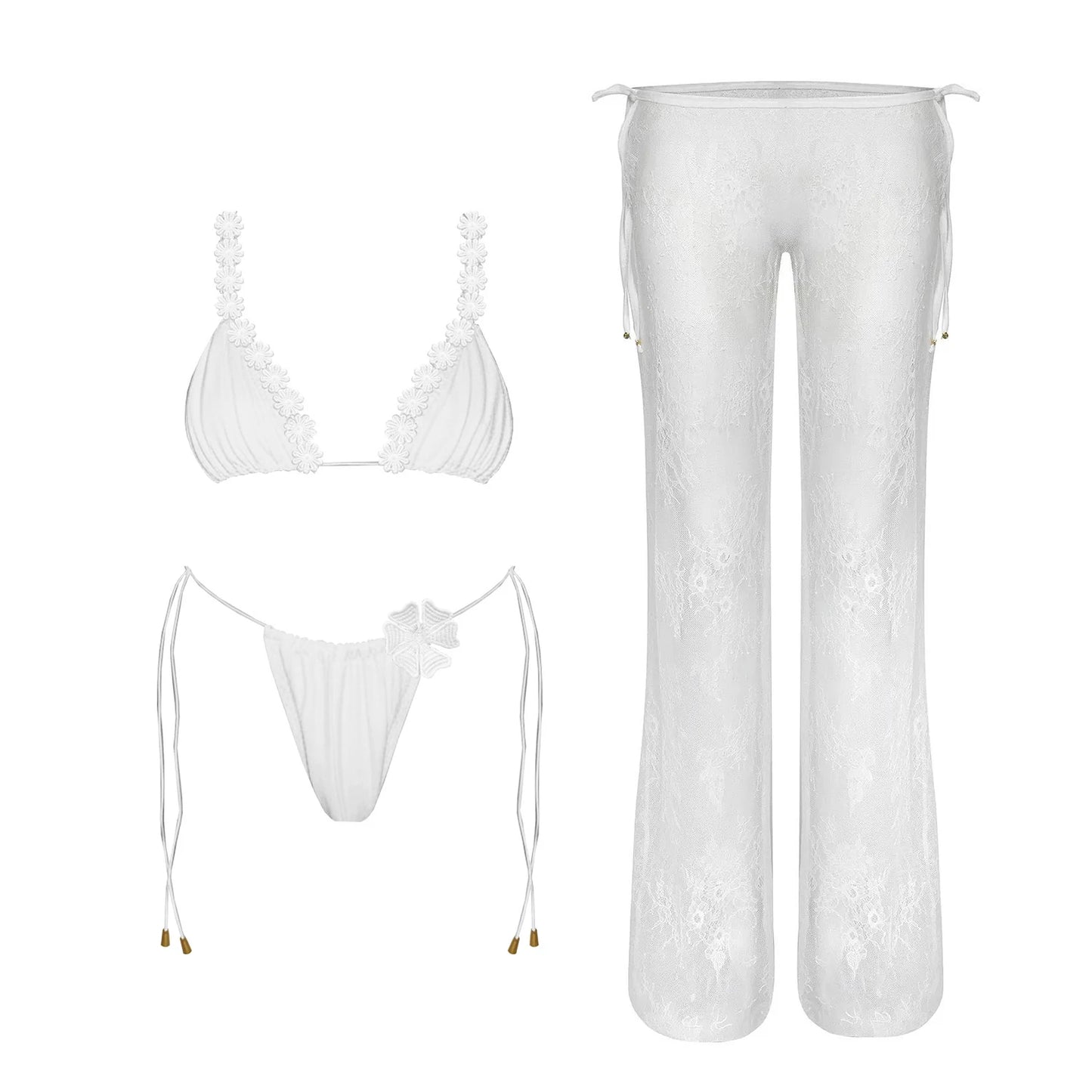 Flower Bikini Women Sexy Swimsuit | Push Up Solid Bathingsuit