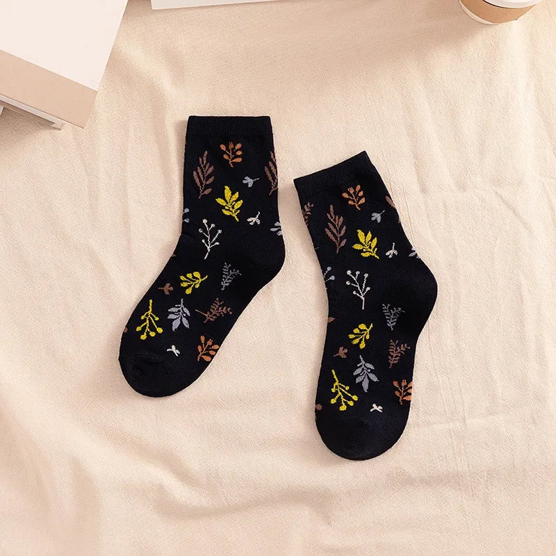 Cotton Embroidery Print Socks for Women | Vintage Harajuku Style