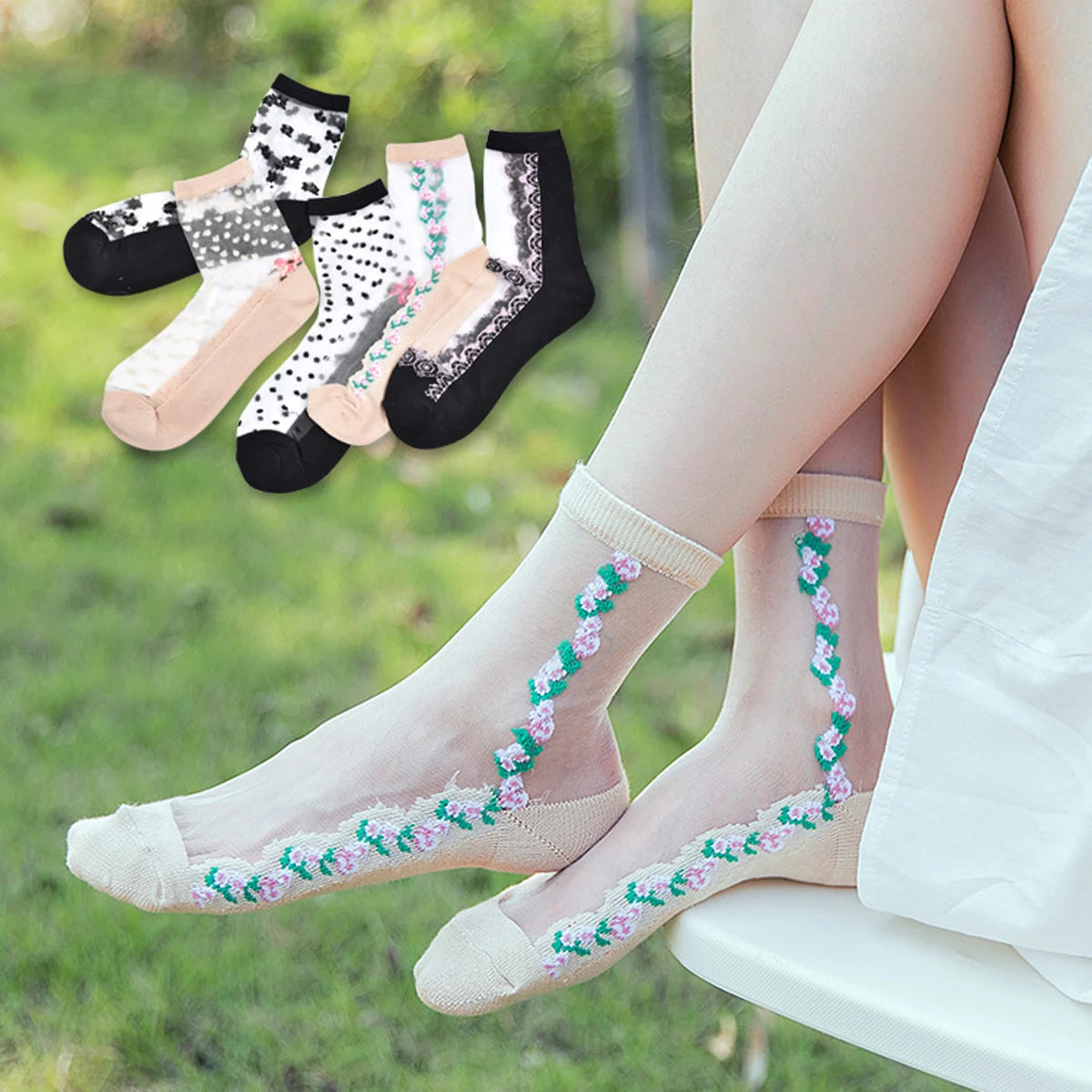 Women's Lace Socks | Stylish Thin Transparent Ankle Socks