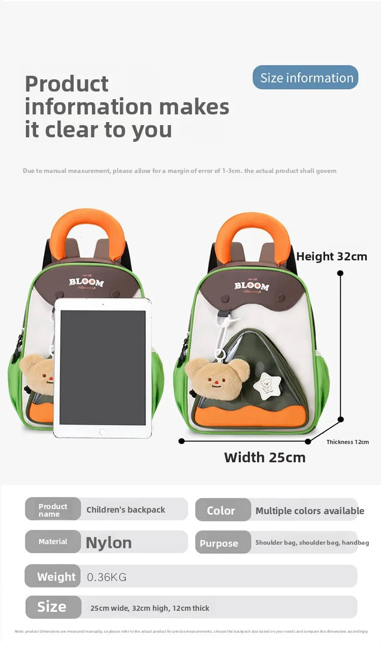 Lightweight Contrast Color Kindergarten Backpack | Cute Stylish Kids Bag