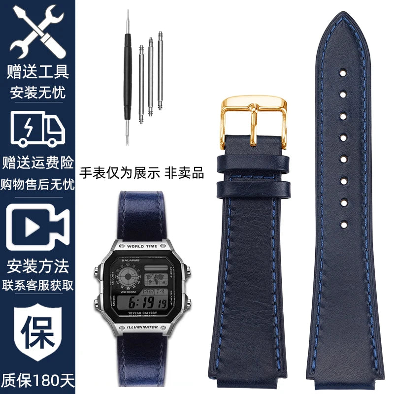 Retro Genuine Leather Watchband | Vintage Men's Bracelet 18MM