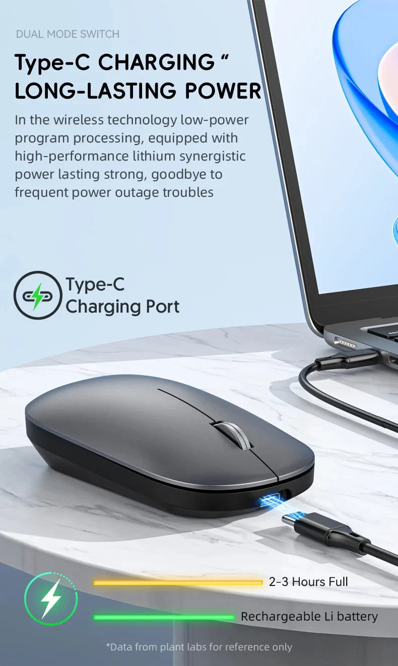 Silent Click Wireless Mouse | Ergonomic Portable Rechargeable Device